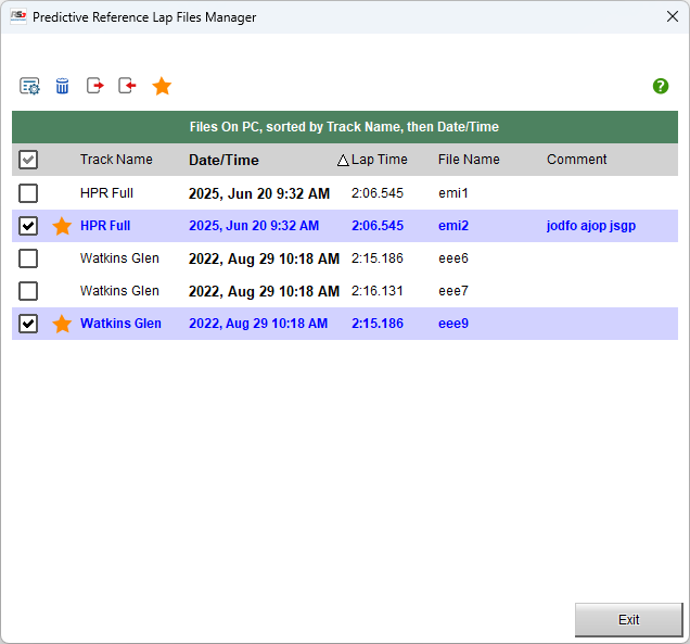 Predictive reference files manager dialog window