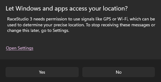 Operating system permission request for location